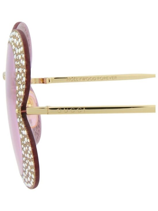 New Gucci Womens Cat Eye Gold Gold Pink Fashion Designer Sunglasses
